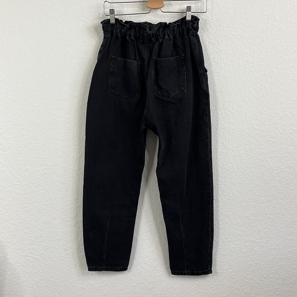 Zara Paperbag Waist High Rise Tapered Balloon Leg Cropped Jeans - Picture 9 of 14